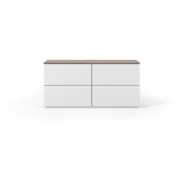 Comodă albă cu sertare și blat cu aspect de lemn de nuc TemaHome Join, 120x54 cm Comodă albă cu sertare și blat cu aspect de lemn de nuc TemaHome Join, 120x54 cm