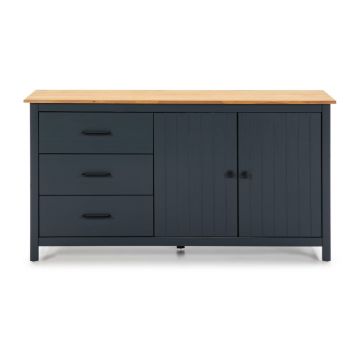 Comodă albastru-închis joasă din lemn de pin 150x80 cm Miranda – Marckeric