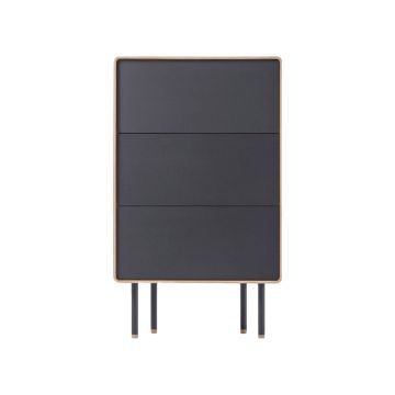 Comodă neagră/în culoare naturală înaltă din lemn de stejar 60x100 cm Fina – Gazzda