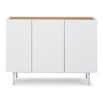 Comodă albă joasă cu aspect de lemn de stejar 110x85 cm Arista – Teulat