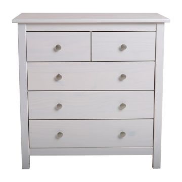 Comodă albă înaltă din lemn masiv de pin 79x80 cm Berna – Marckeric Comodă albă înaltă din lemn masiv de pin 79x80 cm Berna – Marckeric