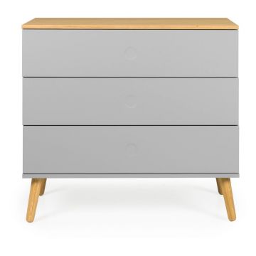 Comodă cu detalii în decor de stejar Tenzo Dot, 90 x 79 cm, gri Comodă cu detalii în decor de stejar Tenzo Dot, 90 x 79 cm, gri