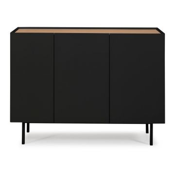 Comodă neagră/în culoare naturală joasă cu aspect de lemn de stejar 110x85 cm Arista – Teulat