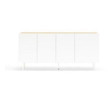 Comodă albă/în culoare naturală joasă cu aspect de lemn de stejar 165x78 cm Arista – Teulat