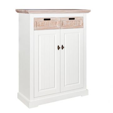 Comoda Porto Cu 2 Usi Si 2 Sertare, Alb Si Natur, 90.7 Cm