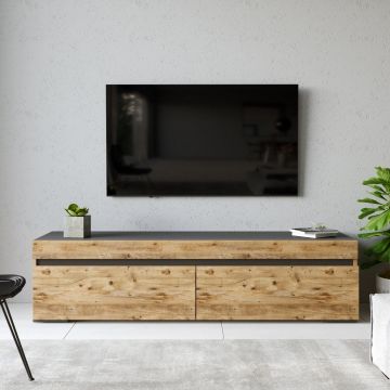 Comoda TV din pal, cu 2 usi, Future FR3-AA Large Antracit / Natural, l180xA46,3xH45,4 cm
