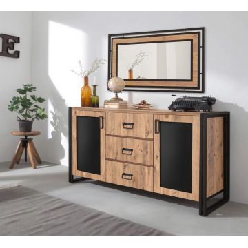 Bufet inferior Arcas Tonya, Sapphire, 160x45x80 cm, natural/negru