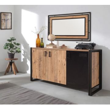 Bufet inferior Cosmo Nora, Sapphire, 140x45x80 cm, natural/negru