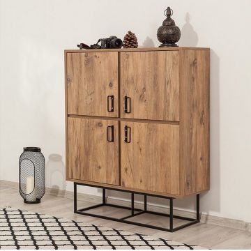 Bufet Quantum Solo, Sapphire, 93x36x115 cm, natural/negru