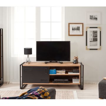 Comoda TV Cosmo Foris, Sapphire, 130x45x50 cm, natural/negru