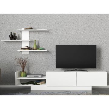 Comoda TV cu raft Egemen, Woody Fashion, alb