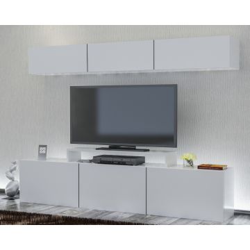 Comoda TV cu raft Line, Decorotika, 180x37.4x40 cm, alb