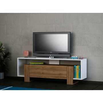 Comoda TV Fever,Woody Fashion, 120x33.2x45.1 cm, alb/maro