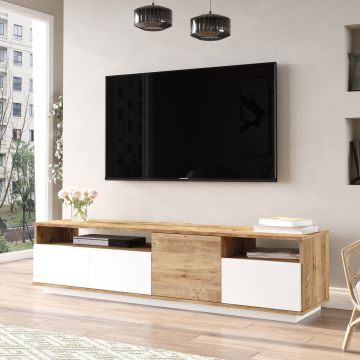 Comoda TV FR5 - AW, Locelso, 180x44.5x44.6 cm, natural/alb