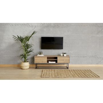Comoda TV Laxus, Almaren, 140x40x50 cm, maro/negru