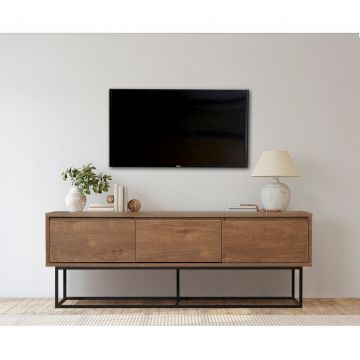 Comoda TV Milo, Sapphire, 140x40x50 cm, maro/negru
