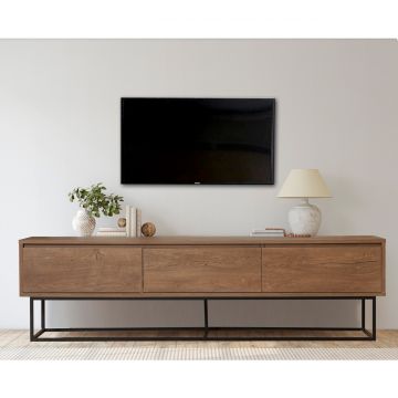Comoda TV Milo, Sapphire, 180x40x50 cm, maro/negru