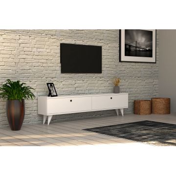 Comoda TV Paris, Puqa Design, 160x25x35 cm, alb