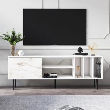 Comoda TV Pietra, Minima, 160x35x57.2 cm, alb
