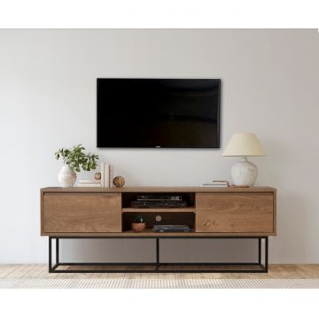 Comoda TV Rodez, Sapphire, 140x40x50 cm, maro/negru