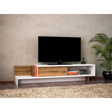 Comoda TV, Wooden Art, Wrap White Walnut, 161.8x30.6x39 cm