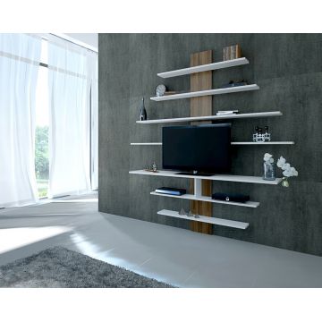 Comoda TV Zebra, Moblert, 160x30x120 cm, alb/maro