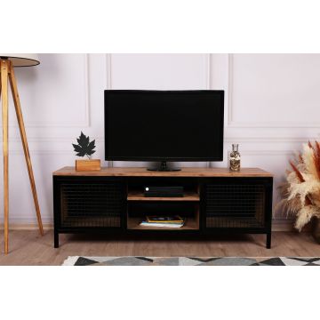 Comoda TV Zeno, Kalune Design, 150x40x47 cm, natural/negru
