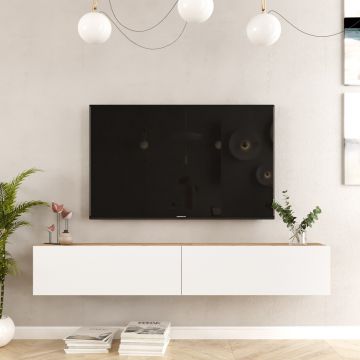 Comoda TV FR8 - AW, Locelso, 180x31.6x29.6 cm, natural/alb