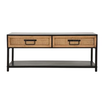 Comodă TV neagră/în culoare naturală din metal 95x38x38 cm Hanoi – Mauro Ferretti