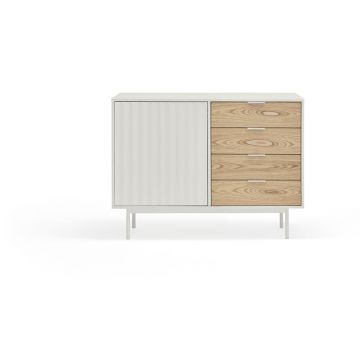 Comodă albă/în culoare naturală joasă cu aspect de lemn de stejar 108x80 cm Sierra – Teulat Comodă albă/în culoare naturală joasă cu aspect de lemn de stejar 108x80 cm Sierra – Teulat