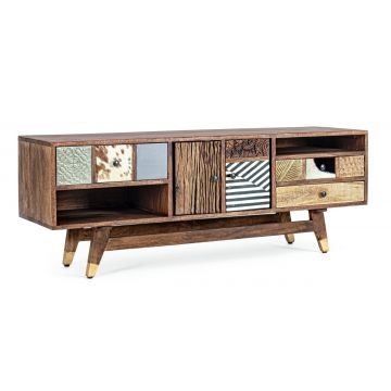 Comoda TV Dhaval, Bizzotto, 140x40x48 cm, lemn de mango/MDF