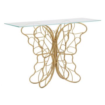 Consola Butterfly, Mauro Ferretti, 110x40x76 cm, fier, auriu