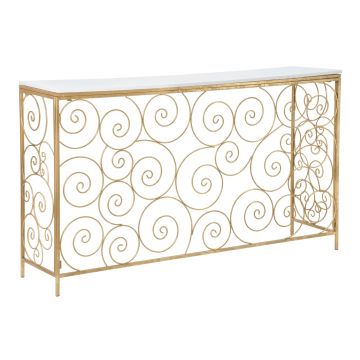 Consola Spiral, Mauro Ferretti, 140x36x82 cm, fier, auriu