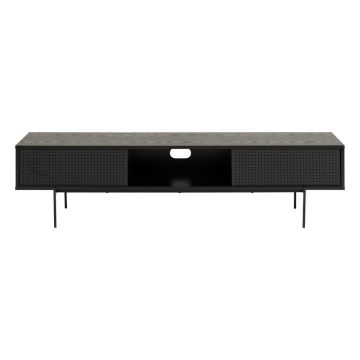 Comodă TV neagră cu aspect de lemn de frasin 180x44,5 cm Angus – Actona Comodă TV neagră cu aspect de lemn de frasin 180x44,5 cm Angus – Actona