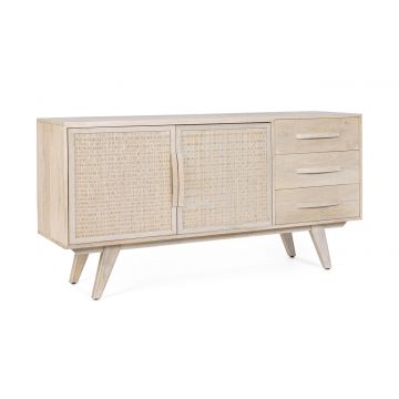 Bufet inferior cu 3 sertare Sahana, Bizzotto, 155 x 40 x 80 cm, lemn de mango/ratan