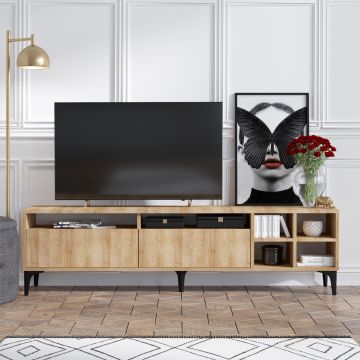 Comoda TV, Emerald, Eva, 180 x 52 x 35 cm, pal melaminat, stejar