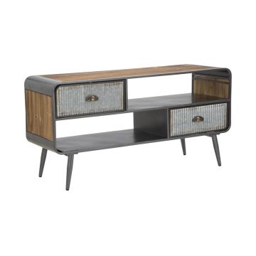 Comoda TV Illinois, Mauro Ferretti, 120.5x40x61 cm, fier, gri inchis