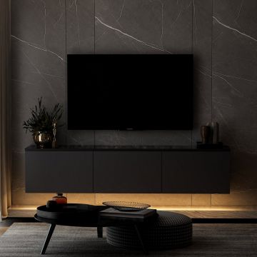 Comoda TV, Inarch, Neon Illuminated, 160 x 35 x 32 cm, pal melaminat, antracit