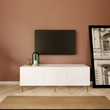 Comoda TV, Lacivert, Sezer - L3015, 150 x 40 x 40 cm, pal melaminat, stejar/alb