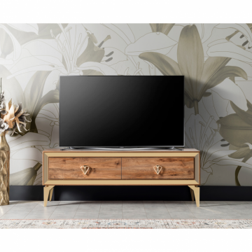 Comoda TV LAZIO, cu sertare, alun, 138x38x49 cm Comoda TV LAZIO, cu sertare, alun, 138x38x49 cm