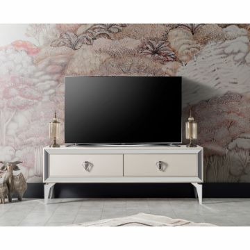 Comoda TV LAZIO, cu sertare, crem, 138x38x49 cm Comoda TV LAZIO, cu sertare, crem, 138x38x49 cm