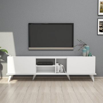 Comoda TV, Mezza, Elegante 1320, 180 x 52 x 34 cm, pal melaminat, alb