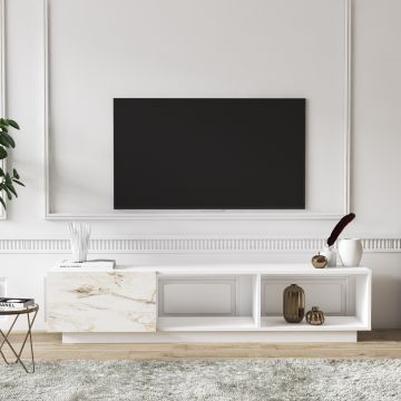Comoda TV, Minima, Asimo, 180 x 41.4 x 37 cm, pal melaminat, alb