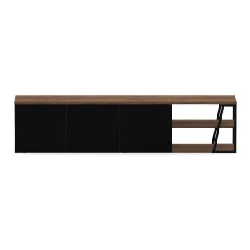 Comodă TV neagră/în culoare naturală cu aspect de lemn de nuc 190x45 cm Albi - TemaHome