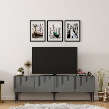 Comoda TV, Olivia, Draw, 154 x 45 x 37 cm, pal melaminat, antracit/nuc