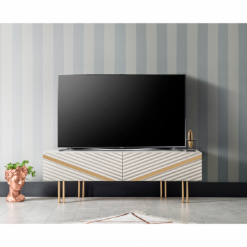 Comoda TV WELS, cu sertare, crem, 140x38x49 cm Comoda TV WELS, cu sertare, crem, 140x38x49 cm