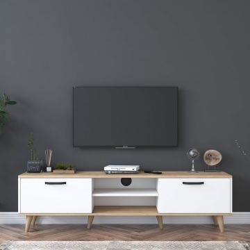 Comoda TV, Wren, A5 - 890, 180 x 48.6 x 35 cm, pal melaminat, alb/nuc