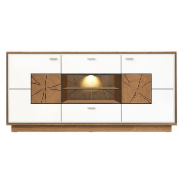 Comoda Urbano White Cu 2 Usi, 2 Sertare Si 1 Nisa Alb Si Natur, 170 Cm