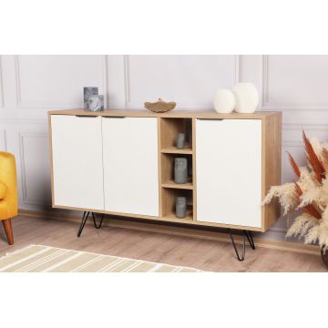 Consola, Decortie, Clara, 142 x 83 x 35.6 cm, pal melaminat, stejar/alb