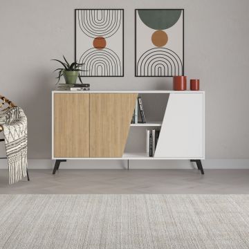 Consola, Decortie, Fione 150, 150 x 82 x 35.6 cm, pal melaminat, stejar/alb